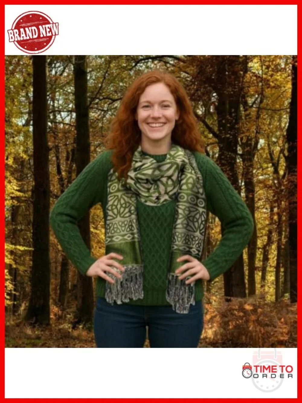 Celtic Heritage Scarf, Ancient Design, Super Soft Cotton-Polyester Blend, 70